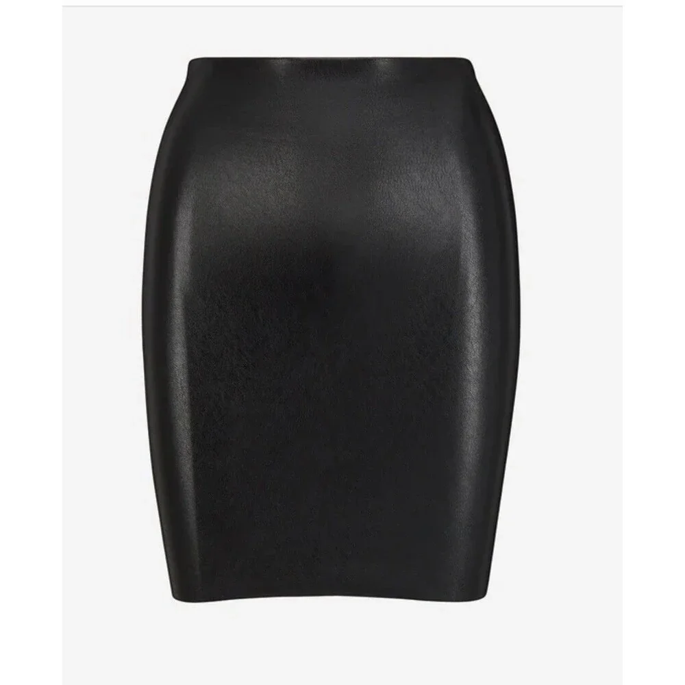 Commando Faux Leather Mini Skirt Black XL Smoothing Pull On Stretch NWT